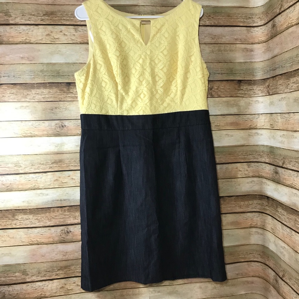 NWOT Alyx yellow lace and denim dress